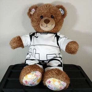 BuildABear Workshop Teddy Bear 16 inches wears‎ StarWar black and white suit PLA